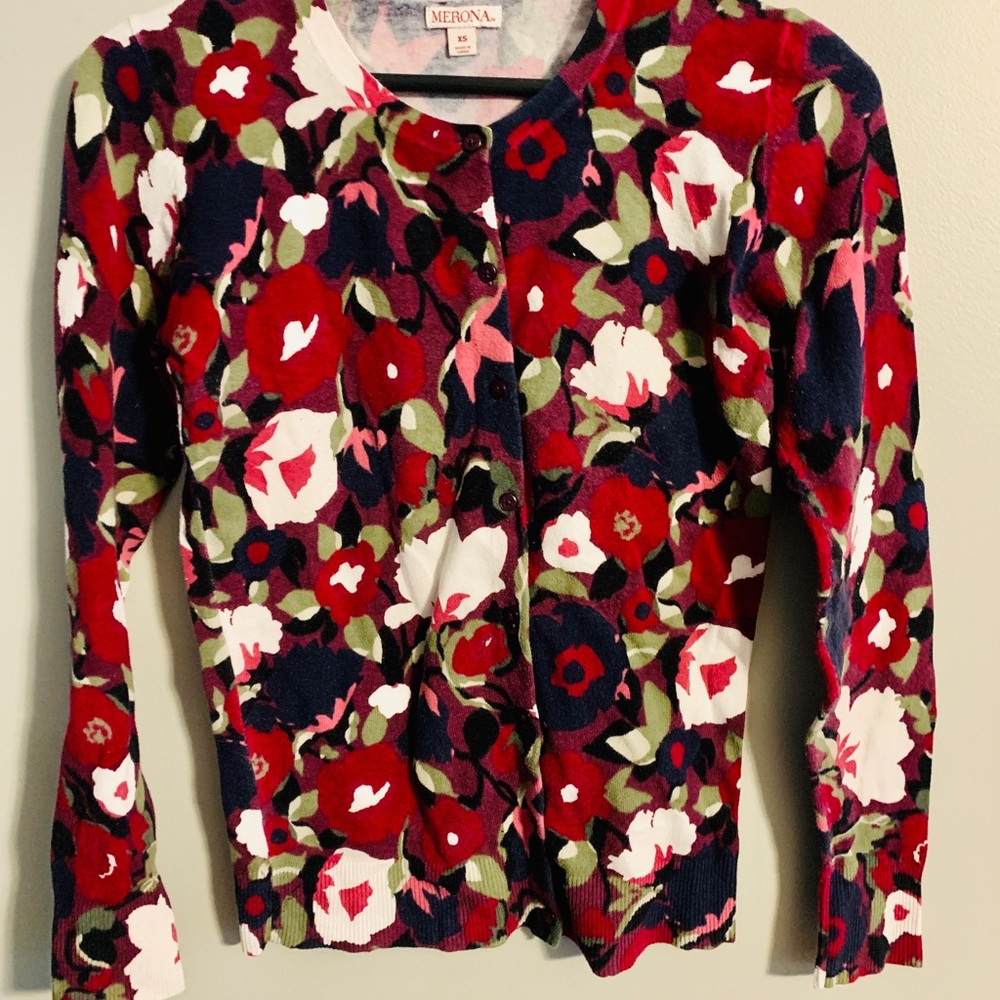 Long sleeve button up floral cardigan
